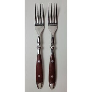 Chefs Bistro Dinner Fork Woodgrain Brown 18/8 Stainless Steel 2 Replacements